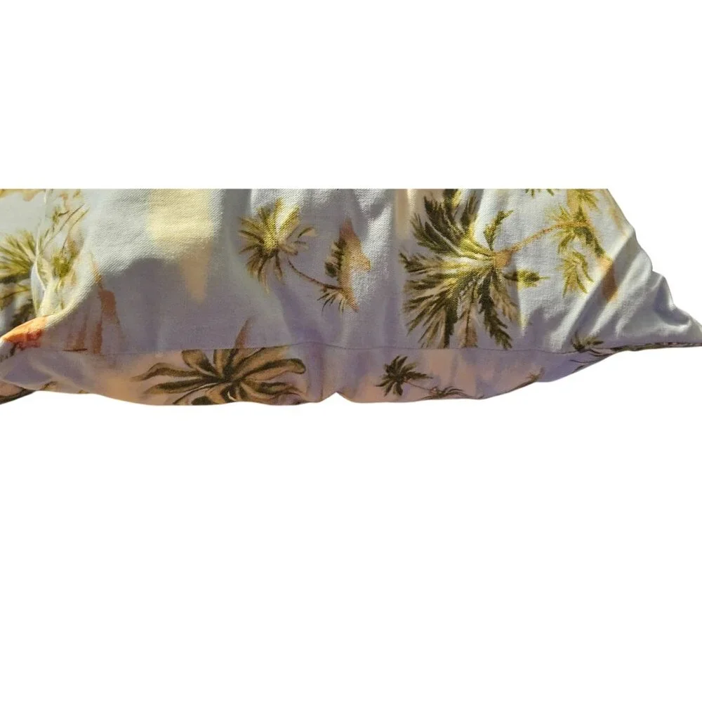 5 pc King Bed Sham Set Tropical Palm Fashion On 5th Cotton Light Blue Green Read
